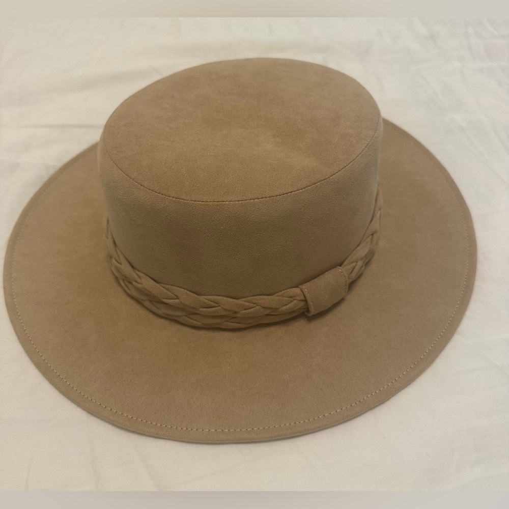 NWT Anthropologie Women’s Tan Suede Wide Brim Hat OneSize